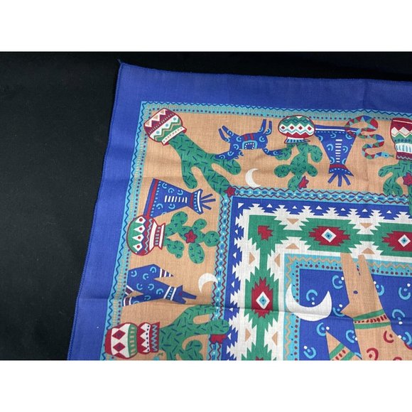 Vtg Wamcraft Bandana Southwestern Misprinted Wolf Off Center Cut 19 ¾” X 21” - Picture 4 of 5